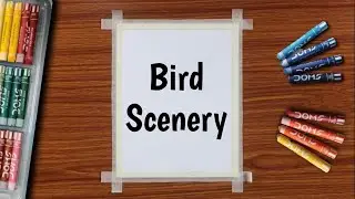 Bird Scenery Drawing | Oil Pastel Drawing for Beginners | How to draw bird easy