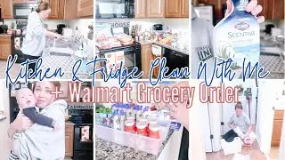 FRIDGE CLEAN OUT AND RESTOCK | Walmart Grocery Haul Family of 6 | Mom Life Kitchen Clean With Me