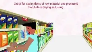 Check for expiry dates of raw material and processed food before buying and using