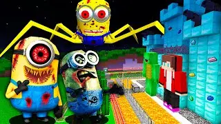 Jerry, Mel, Gus, Dave Minions VS JJ & Mikey's Security House in Minecraft! Despicable Me 4 + Maizen