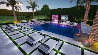 Huffman Project - Modern Pergola with Waterfall Feature and Pool with Sunken Fire Pit(Newcastle, OK)
