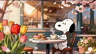 Snoopy’s Spring Café 🌸 Relaxing Jazz for Study, Work , Focus & Reading 🎧☕️📖