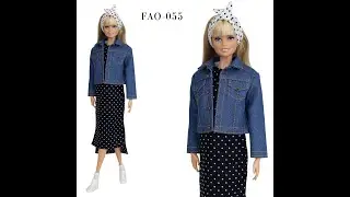 ELENPRIV Denim jacket+dress outfit for 1/6 fashion doll /Джинсовка + платье одежда для куклы 29см