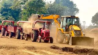 JCB 3dx backhoe Loading Mud 🚎 JCB Buldozer 3dx Plus Loading Sonalika Mahindra tractor Trolley