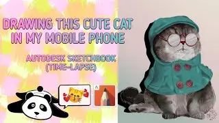 Drawing a cute cat on my phone | Autodesk Sketchbook | Time-lapse | San Check