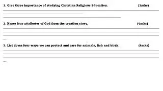 KENYA JUNIOR SCHOOL EDUCATION ASSESSMENT GRADE 7 CHRISTIAN RELIGIOUS EDUCATION