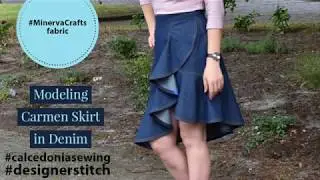 Minerva Fabric Highlight *Denim Carmen Flounce Skirt #denimskirt #flounceskirt