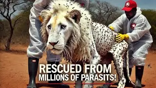 A White Lion Infested with Millions of Parasites Was Rescued! #ProtectAnimals #WildlifeRescue