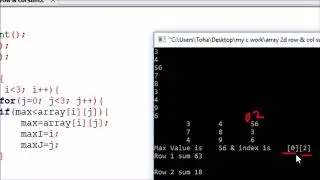 19.Function 2 || How to find max value and index in 2D array using function || C programming