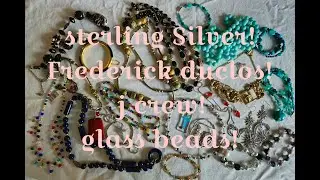 Jewelry Bag Unboxing Reveal!!  Sterling Silver! J Crew! Frederic Duclos! Glass Beads! Pearls!