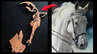 horse design wooden board /convert paper design to wood /horse wood carving