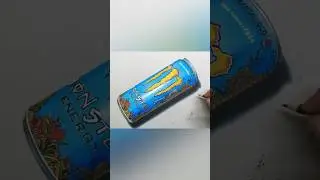 Realistic draw a can of Monster Energy drink! #drawing #realistic #shorts