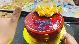 How to make decoration beautiful ice cake,red gel, yellow flower, beautiful decoration #chefirfanali