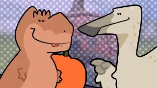 T rex and deinocheirus made pumpkin Carving (halloween animation)