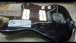 Broken strap button screw and Jazzmaster repair