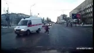 A girl crossing the road