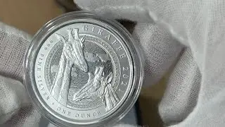 2021 🇬🇶 Equatorial Guinea Giraffe, 1000 Francs CFA, 1 oz .999 silver  Proof-Like BU coin