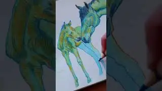 Today&rsquo;s sketch on #page46 🐴🍃🌼 Drawing horses #dailysketching #arttok #horselover #horsedrawing