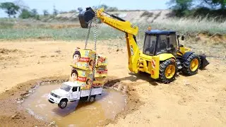 JCB Fully ParleG Loading Swaraj Tractor ? Bolero Pickup And Dumper Accident Pulling Out JCB ? CS Toy