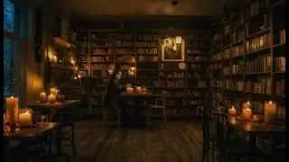 Bookish Escape | Haunted Book Caf&eacute; at Midnight &ndash; Halloween Snowstorm Ambience & Mystery