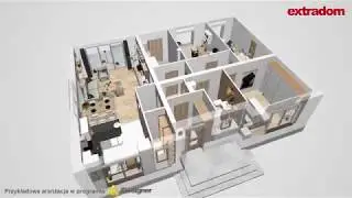 Projekt domu parterowego - dom Mokka 2 WOF1079 - do 100 m&sup2; - spacer 3D