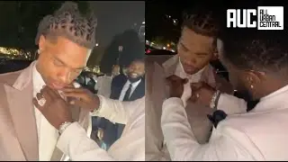 Diddy Teaches Lil Baby How To Tie A Tie At QC Pierre Birthday Party