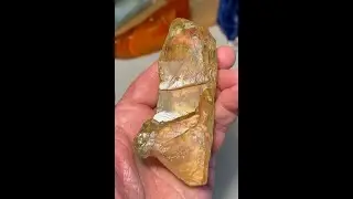 Heavily Engraved/Etched Hair Highlights this Citrine Crystal Paleo Story Stone Effigy