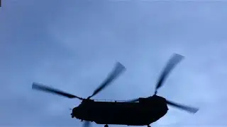 RAF Chinook low level pass overhead - South Downs UK.