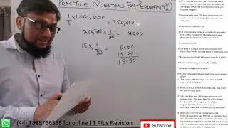 Practice Questions for Percentage - 11 Plus Maths Tutorial