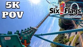 Goliath Back Row POV [5K] | Six Flags Over Georgia 2022