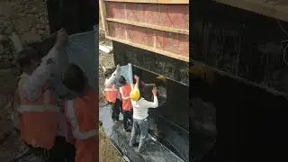 Bitumen (HDPE Black 15 mm) Work for waterproofing.  #stp