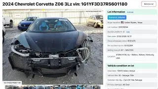 2024 Corvette V8 5.5L | VIN 1G1YF3D37R5601180 | Salvage Auction | Runs & Drive