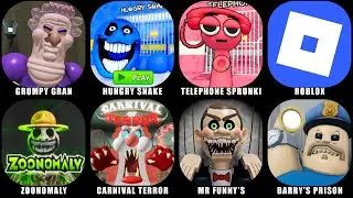 ROBLOX JUMPSCARES: GRUMPY GRAN! (SCARY OBBY), 🐍HUNGRY SNAKE, TELEPHONE SPRUNKI'S, ZOONOMALY BARRY'S!
