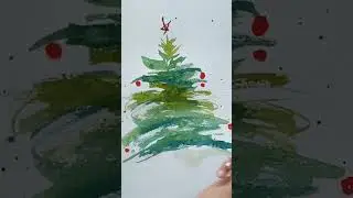Christmas Tree Watercolor Card Idea