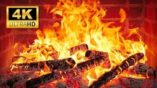 🔥 4K Fireplace with Crackling Fire Sounds. Cozy Fireplace Burning 4K. Relaxing Fireplace White Noise