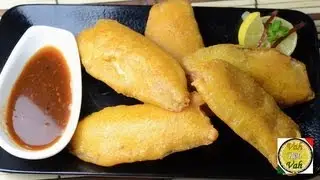 Spicy Raw Plantain Fritters - By Vahchef @ vahrehvah.com