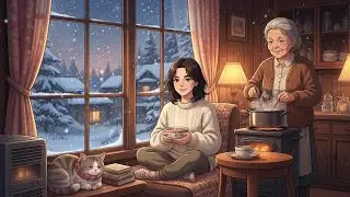 Winter Evening by the Window | Snow Falling, Soup 🍲❄️Simmering | Ghibli style 