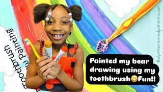 Crazy YouTube drawing ideas - Painted my Teddy bear using my own toothbrush 😬😃