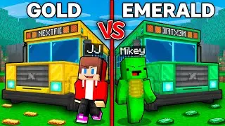 JJ и Mikey: битва на автобусах GOLD против EMERALD в Minecraft! - Maizen