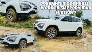 2021 Tata Safari crossing slippery mud surface | Testing wet mode system | offroad test