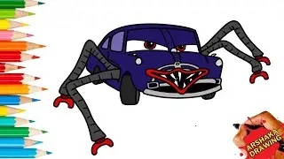 Drawing Doc Hudson Cars Eater Easy Step by Step - Lightning McQueen #lightningmcqueen #spidereater