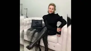 Очаровательные и завораживающие сапоги из искусственного меха и латекса с высокими каблуками // к...