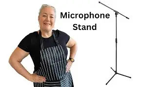 Amazon Basics Adjustable Boom Height Microphone Stand with Tripod Base, Up to 85.75 Inches - Black