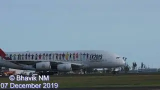 Emirates A380-841 with Year of Tolerance livery taxiing at SSR Intl Airport, Mauritius 🇲🇺