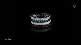 Midnight Sparkle: Blue Sapphire & Diamond Band Ring #ivevar #trending #newvideo #trending #ring