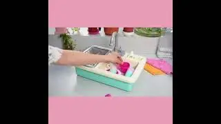 Pretend Wash-up Kitchen Sink Role Play Playset with Simulated Electric Water Tap and Accessories