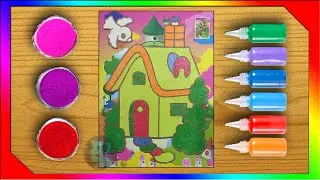 SAND PAINTING HOUSE AND BIRD- EL Drawing Arts