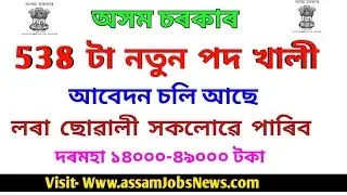 Latest Assam Government Jobs Recruitment 2019 For 538 Posts - Apply Now APSC 463 & ASRLM 75 Posts
