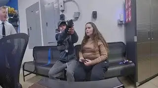 Intense Walmart Police Bodycam: Suspect Pulls Gun in Loss Prevention Office on police officer 