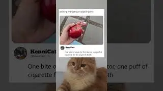 Smoking and eating an apple in public